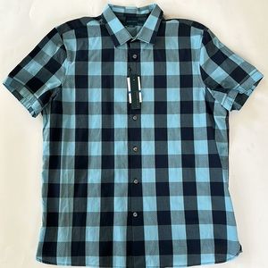 Men's Perry Ellis Blue Checkered Polo NWT Size XL